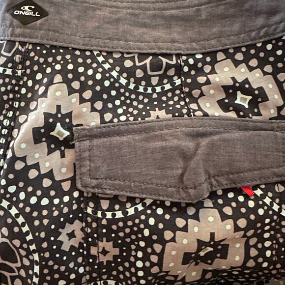 O'Neill Hyperfreak Geometric Gray Black Board Shorts, Size 32 - Picture 3 of 4